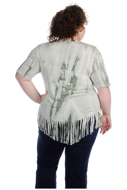 Liberty Wear - "Outlaw" Light Olive Fringe Tee - 7761