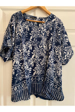 Hand Kreation - Blue and White Flowy Top  - B167