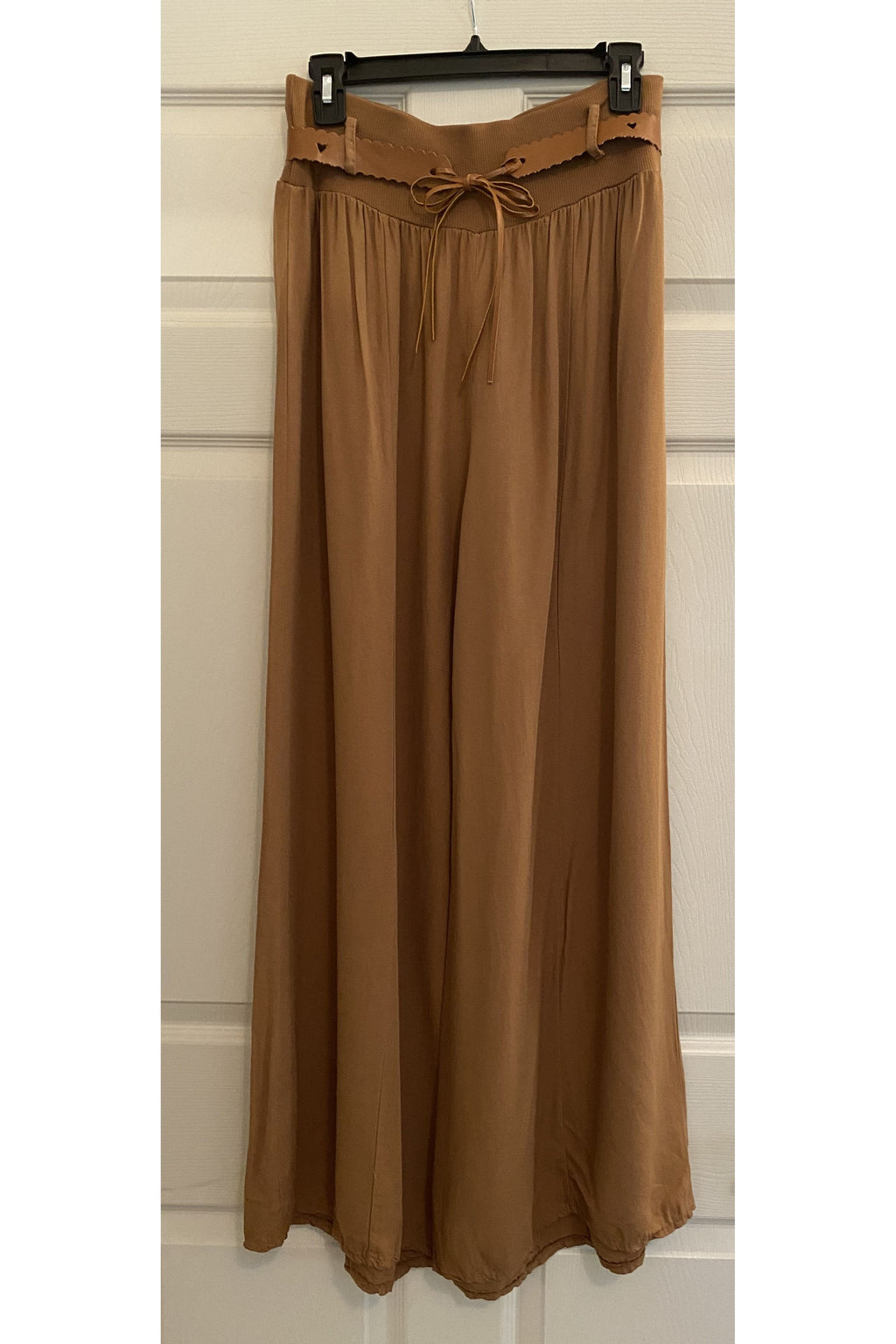 Bella Amore - Wide Leg Tobacco Pants with Belt - 9038