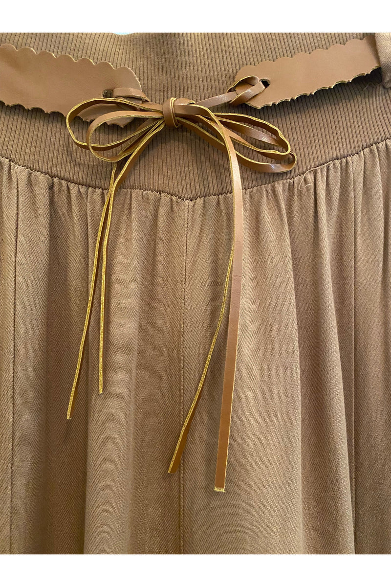 Bella Amore - Wide Leg Tobacco Pants with Belt - 9038