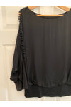 Bella Amore - Round Neck Blouse with Arm Cutouts - in BLACK - 17295
