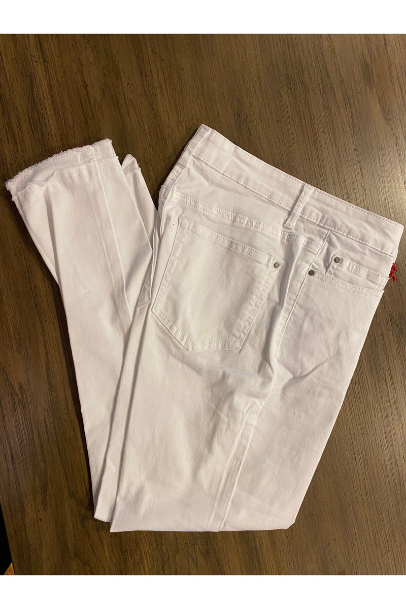 Tru Luxe - Skinny Crop With Double Fray Hem - White - T12213PM