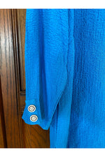 Multiples - 3/4 Sleeve with Buttons - V-Neck Button Front Top - Bluast - M12114TM, M12114TW