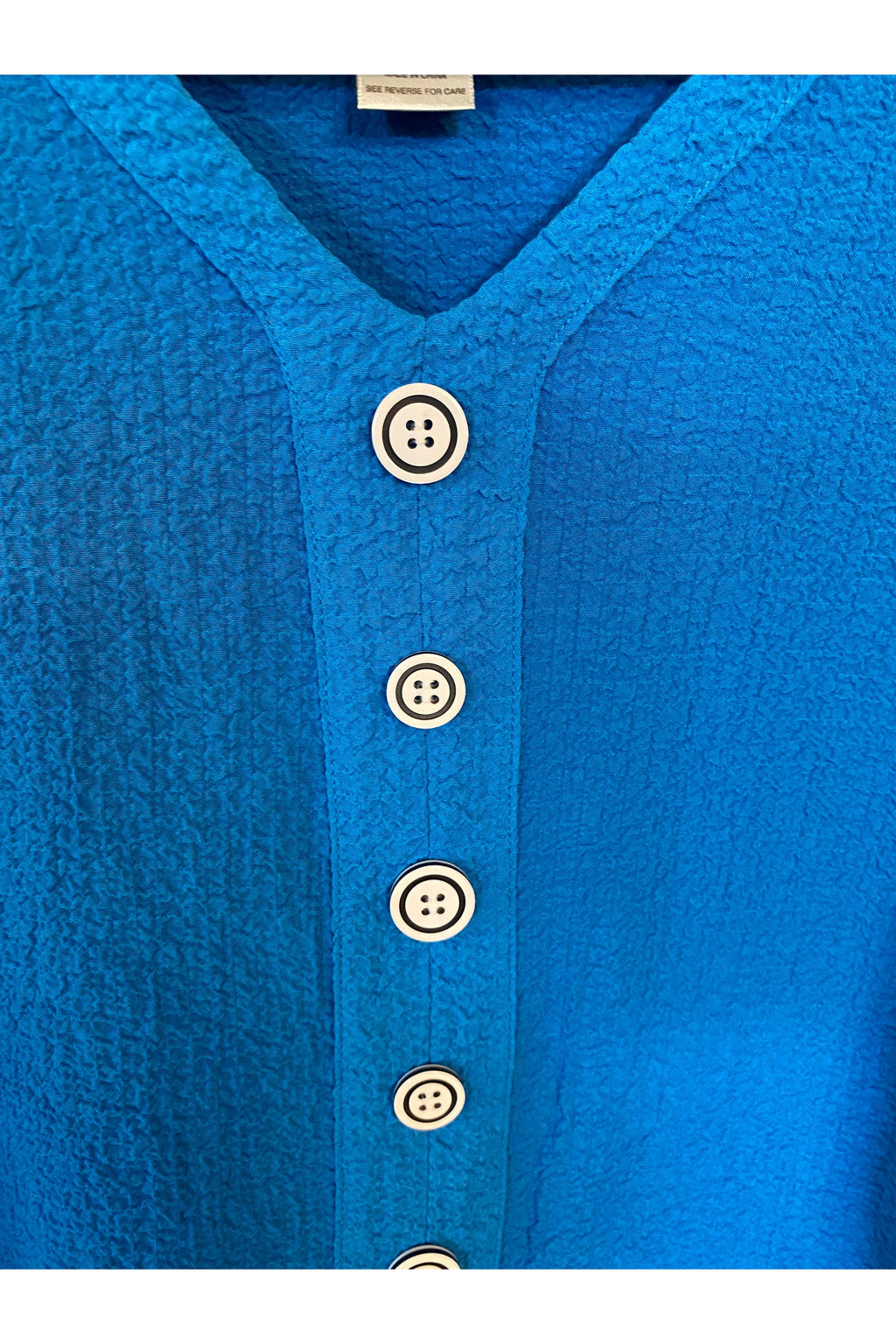 Multiples - 3/4 Sleeve with Buttons - V-Neck Button Front Top - Bluast - M12114TM, M12114TW