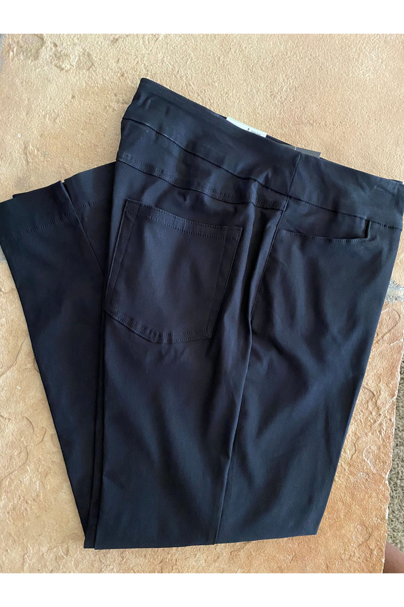 Slim Sation - Pull-On Crop Pants With Real Front and Back Pockets - Black - M12713PM, M12713PW