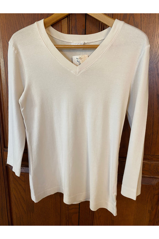 Prairie Cotton - Classic V-Neck 3/4 Sleeve Tee - 9268