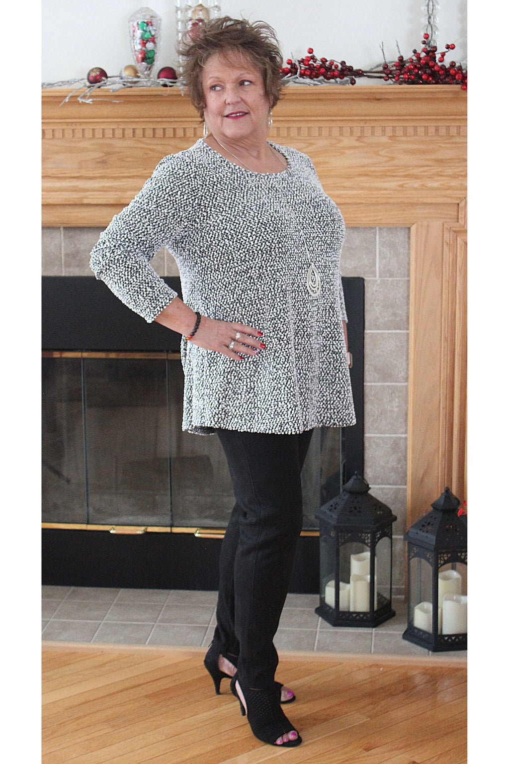 Pure Essence - Long Sleeve Popcorn Tunic 402-4797