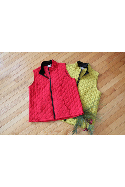 Multiples - 2 Pocket Zip Thru Collar Quilted Vest - M41208VM