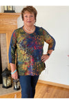Tru Luxe Jeans - Jacquard Knit Top with Lace Trim