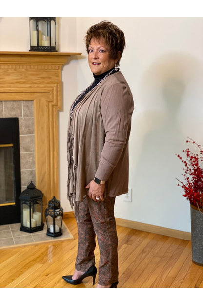 Multiples - Fringe Trim Drapey Jacket - Style #M41409JM