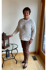 Multiples - Drop Shoulder Crew Neck Sweater Top with Shirt Tail Hem - #M41407