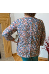 Multiples - 5-Button 3/4 Sleeve Wide Neck Faux Button Back Top - LeafML -  M12113TW