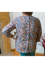 Multiples - 5-Button 3/4 Sleeve Wide Neck Faux Button Back Top - LeafML -  M12113TW