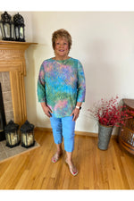 Tru Luxe - Jacquard Knit Boatneck Top - Multi-Colored - T12278TM