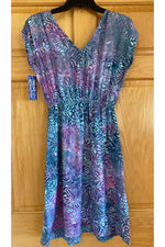 Hand Kreation - Crossover V Neckline Dress With Gathered Tie on Shoulders, Pocket Dress- Multi - 6364