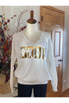 Bella Amore - "Good Vibes Only" Sweater - White/Gold - 8017A