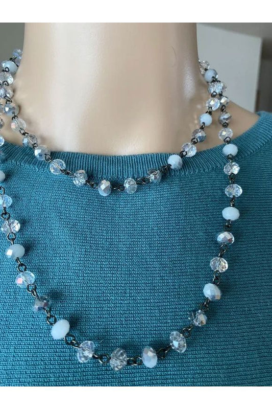 Lula N Lee - 36" Silver Chrystal Necklace