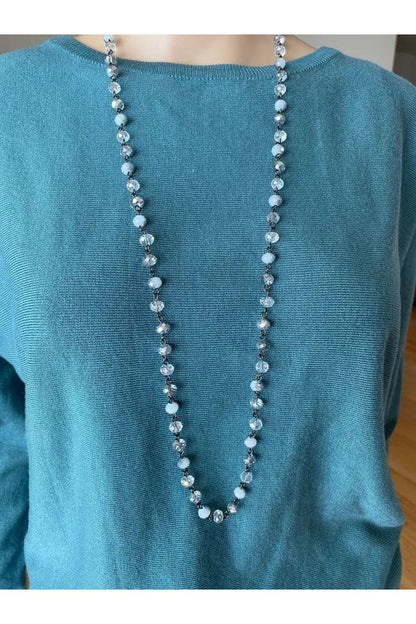 Lula N Lee - 36" Silver Chrystal Necklace
