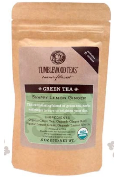 Tumblewood Teas - Green Tea - Snappy Lemon Ginger Organic