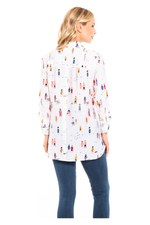 Multiples - Cuffed Long Sleeve, Button Front and Back Shirt - M12411BM - Multi