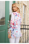 Multiples - 3/4 Drawstring Sleeve, V-Neck, Fly Away Back, Swing Top - M12412TM - Multi