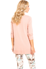 Multiples - Ribbed Shawl Collar 3/4 Sleeve Side Button Open Front Swing Jacket (4 colors) M12106KM