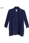 Multiples - Ribbed Shawl Collar 3/4 Sleeve Side Button Open Front Swing Jacket (4 colors) M12106KM