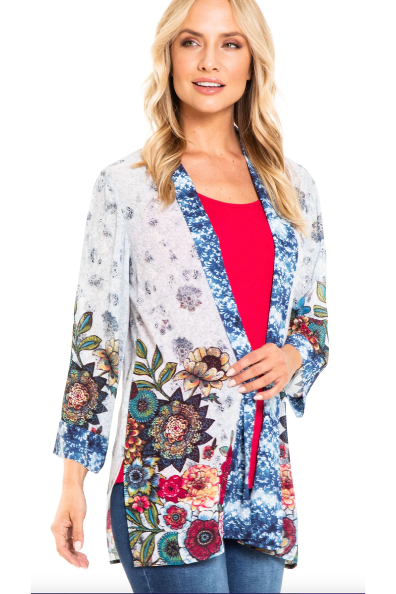 Multiples - Kimono Style Jacket with Drop Shoulder - Multi - M12408JM
