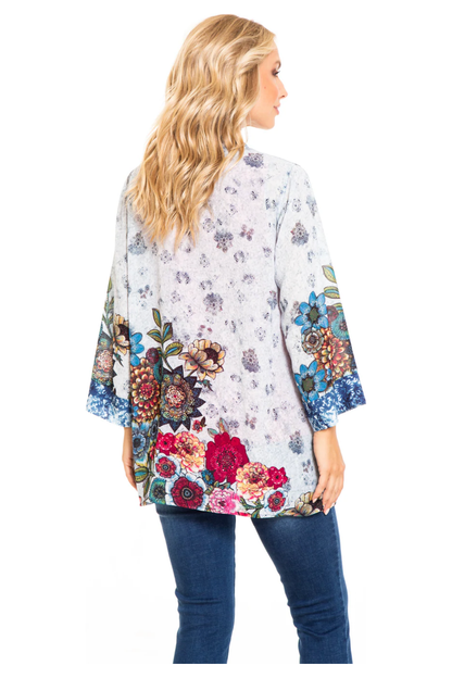 Multiples - Kimono Style Jacket with Drop Shoulder - Multi - M12408JM