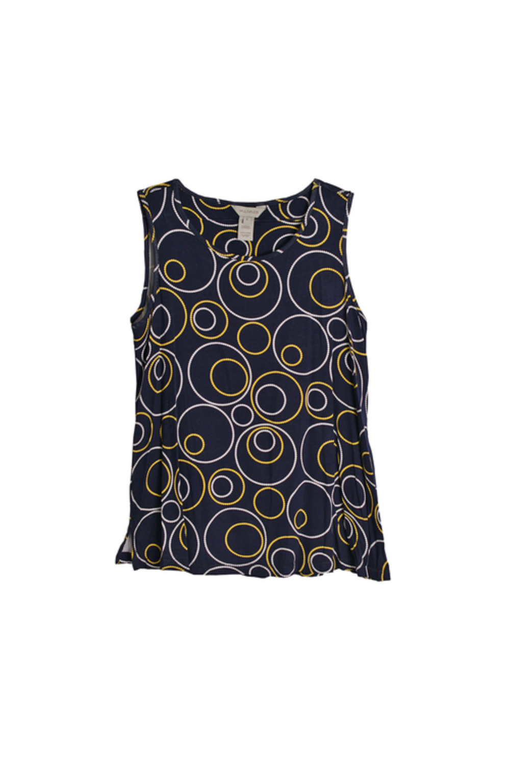 Multiples - Sleeveless Scoop Neck Tank - M12111TM - Multi Navy and Shrimp