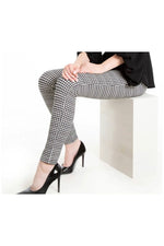 Slim-Sation - Wide Band Waist, Pull-On Ankle Legging - Houndstooth Black/White - M41705PM