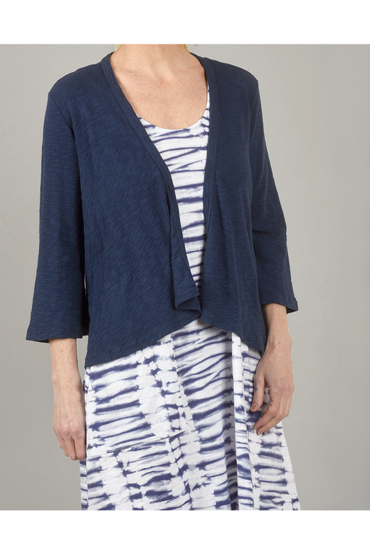 Prairie Cotton - 3/4 Crop Cardigan Jacket - Navy - CS229