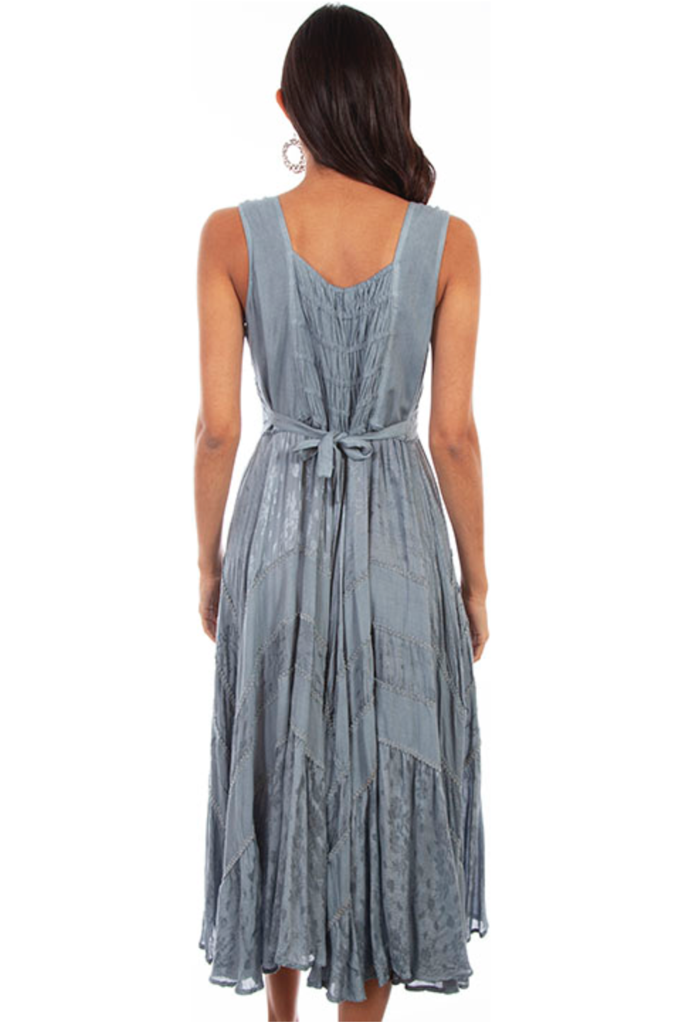 Scully - Full Length Lace-Up Front Sleeveless Dress - Ash Grey