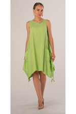 Bella Amore' - Bottom Hem Tied On Both Sides, Two Side Pockets - In Lime or Black- 3070