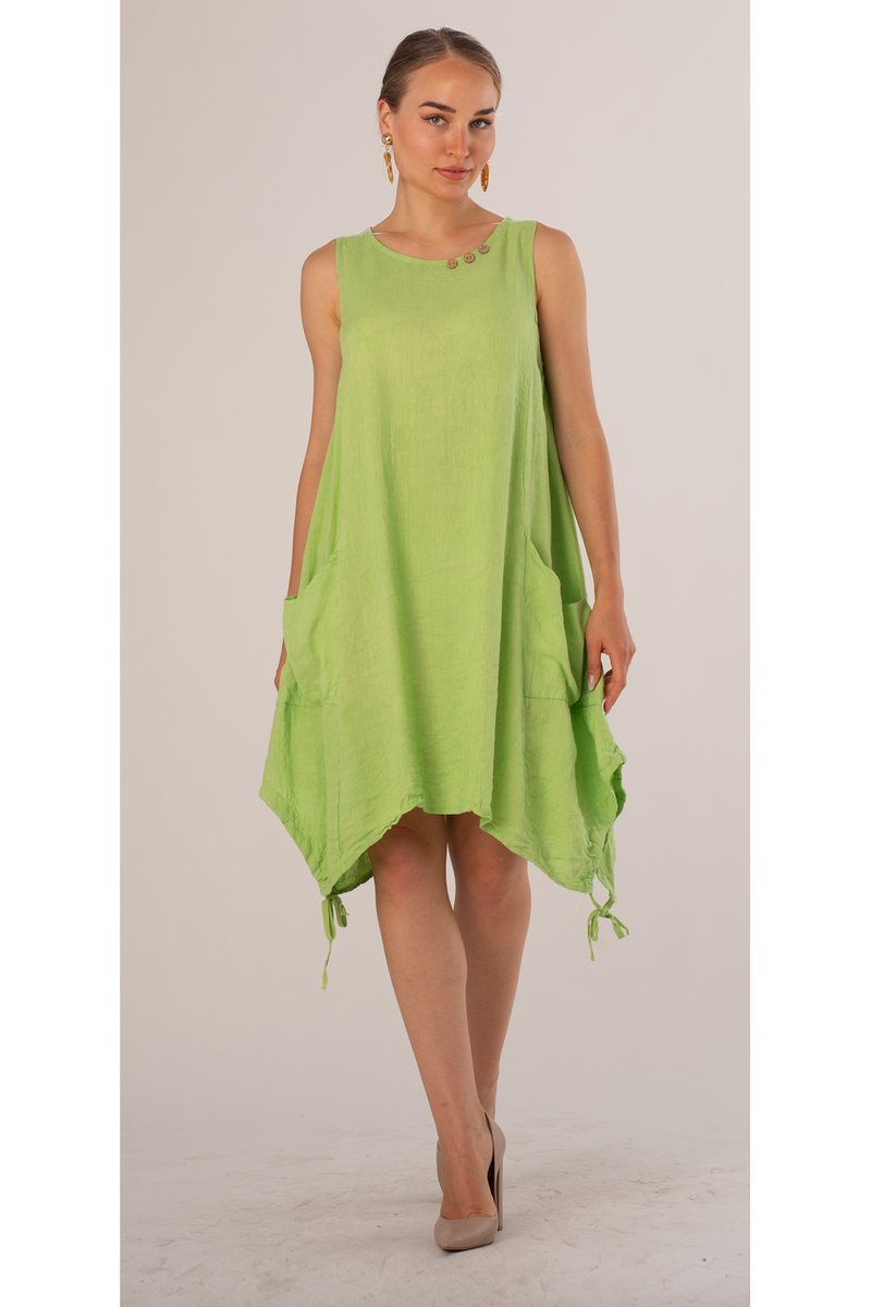 Bella Amore' - Bottom Hem Tied On Both Sides, Two Side Pockets - In Lime or Black- 3070