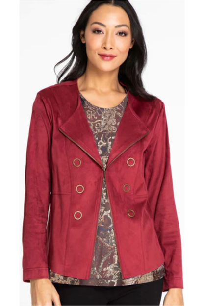 Multiples - Long Sleeve Ring Faux Zip Front Jacket in Tobacco & CRDVAN - M42208JM