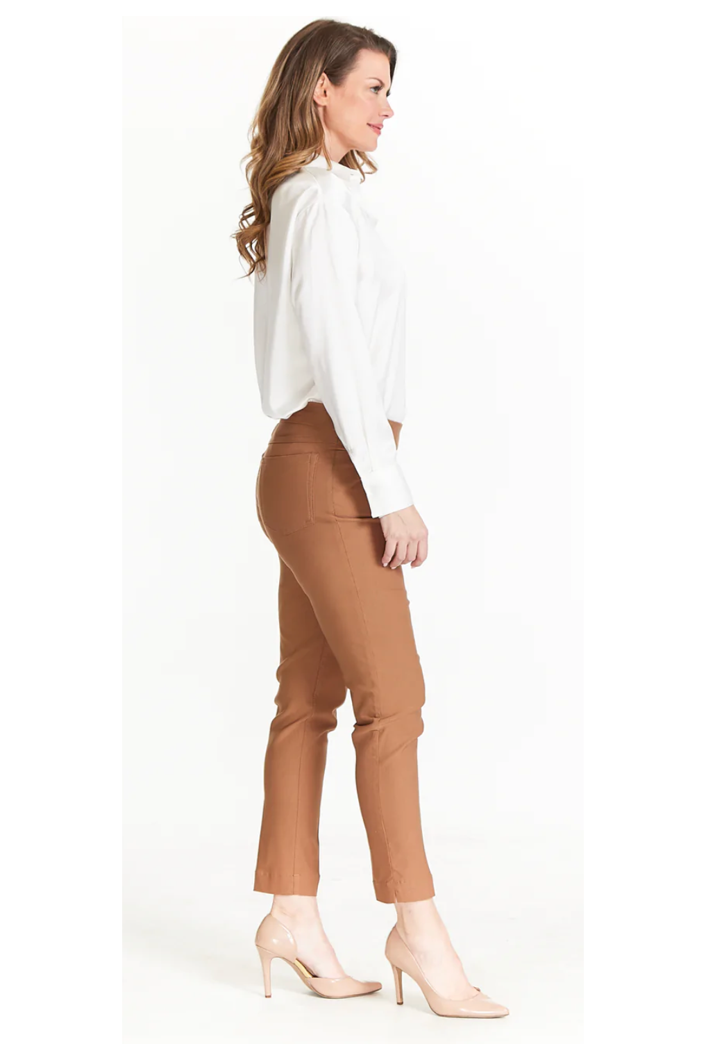 SlimSation - Pull-On Ankle Pant with Real Front & Back Pockets - Tobacco - M30719PM/PW