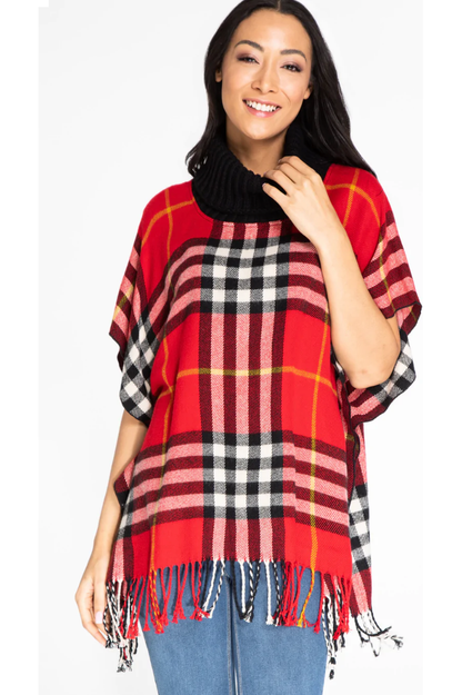 Multiples - Cowl Collar Side Snap Poncho Top - M42410TM