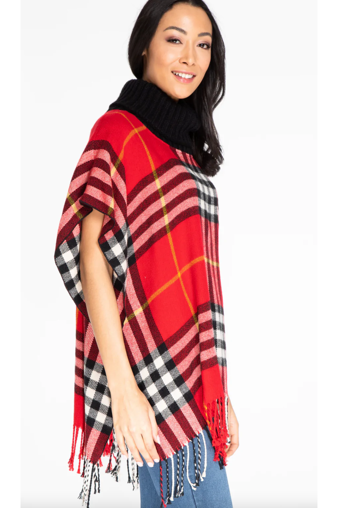 Multiples - Cowl Collar Side Snap Poncho Top - M42410TM