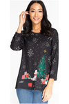Multiples - 3/4 Sleeve Scoop Neck Top with Christmas Embellishment - M42331TM