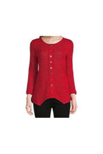 Multiples - 3/4 Sleeve Scoop Neck Faux Button Front Shark-Bite Sweater - Varied Colors - M42107TM