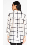 Multiples - Cuffed Long Sleeve Button Front and Back Shirt - Winter White - M42341