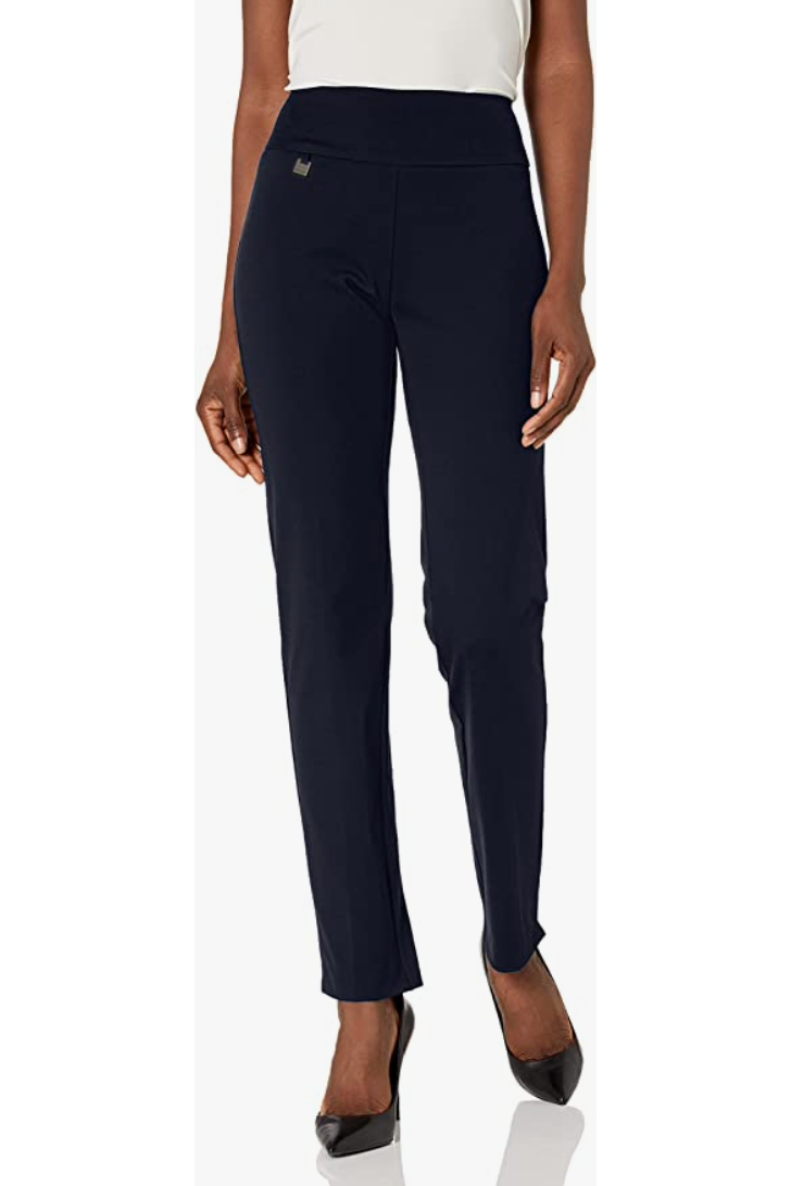 Slim-Sation - Wide Band Elastic Waist Pull-On Relaxed Leg Pant - M38711PM/M38711PW - Black and Midnight