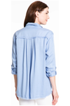 Multiples - Roll Tab Long Sleeve 2-Pocket Front Fringed Shirt - Medium Blue - M13205BM