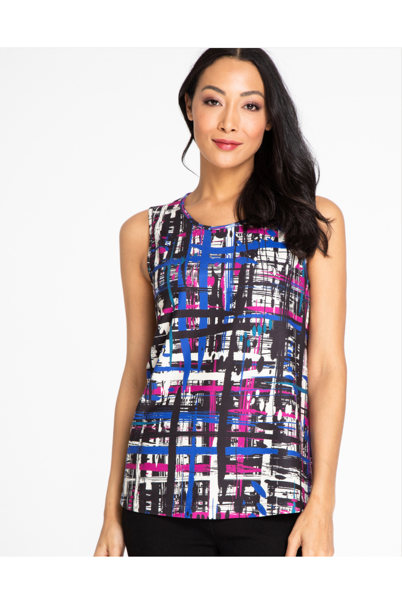 Multiples - Scoop Neck Swing Tank Top - Abstract Multi - M42112TM