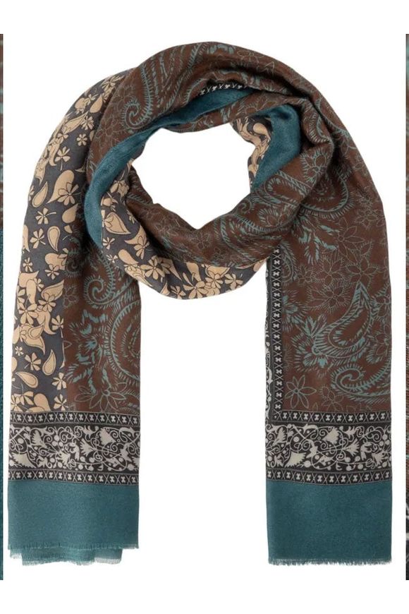 SoyaConcept from Denmark - Levian 1 Scarf with Print- Deep Green