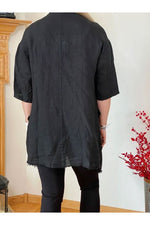 Bella Amore Jacket - Linen - W/Fringe - Black