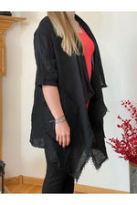 Bella Amore Jacket - Linen - W/Fringe - Black